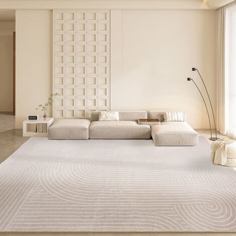 Tapis De Salon Motifs géométriques Tapis Lavable en Machine avec Support Antidérapant, Beige 200x300cm