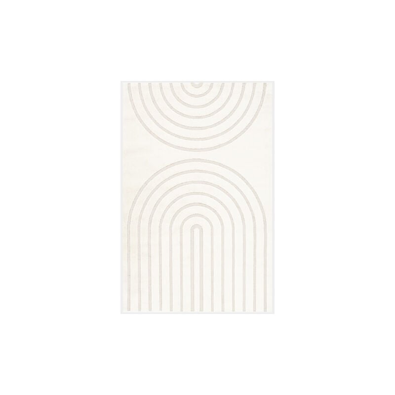 Décoweb - Tapis de salon - Néo Circle - Courbe crème - 200 x 290 cm