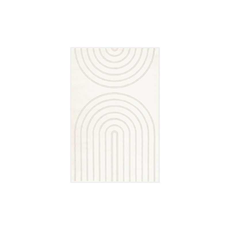 Décoweb - Tapis de salon - Néo Circle - Courbe crème - 80 x 150 cm