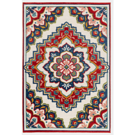 Tapis de salon ou d'extérieur ethnique - Rosace - Multicolore - 160 x 230 cm
