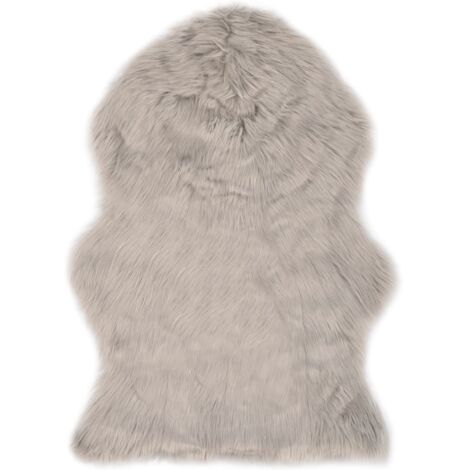 Tapis de salon, Paillasson, Tapis Chambre Moderne 60 x 90 cm Peau de mouton synthétique Gris clair MKS85242