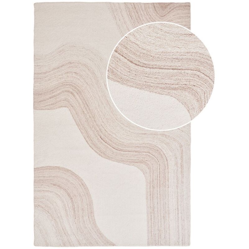 Epikasa - Tapis de Salon Rectangulaire Surat, Laine, Beige, 160x230x1 cm