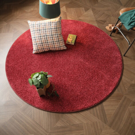 Tapis de salon rond en velours - Feelings Balsan - Rouge passion - Ø 120 cm
