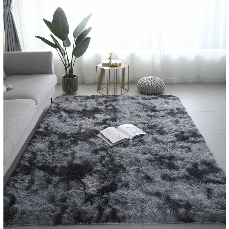 Tapis de Salon Shaggy Freosen 160 x 230cm - Gris foncé - Fibre de Polypropylène souple - Antidérapante