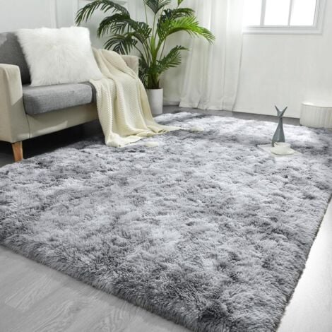 ZVD Tapis de Salon Shaggy Lavable, 200x300 cm Carpet Moderne Antidérapant Intérieur Longs Moelleux Tapis, Longues Soft Tapis Grand Tapis pour Salon Chambre Couloir (Gris, 200x300 cm) -