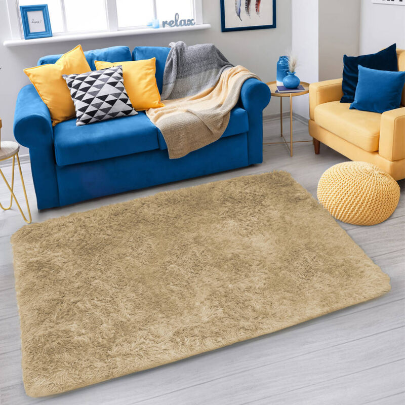Tapis de salon Shaggy Strado 140 x 200 cm Cappuccino Camel (marron clair)