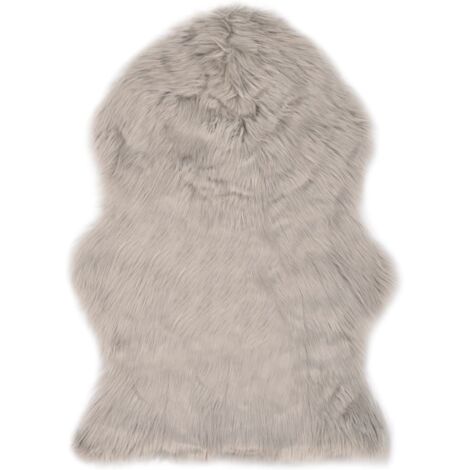 Tapis de salon Style Moderne - 60 x 90 cm Tapis de sol Peau de mouton synthétique Gris clair BV526285 - BonneVie