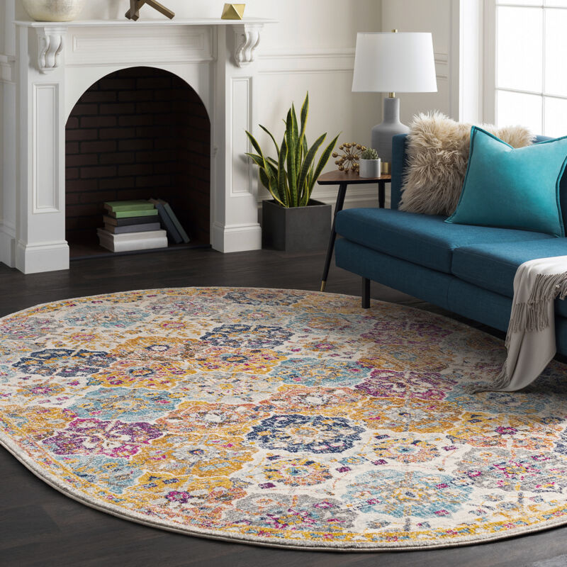 Surya - Tapis Oval Vintage Oriental Multicolore/Orange 200x275 cm