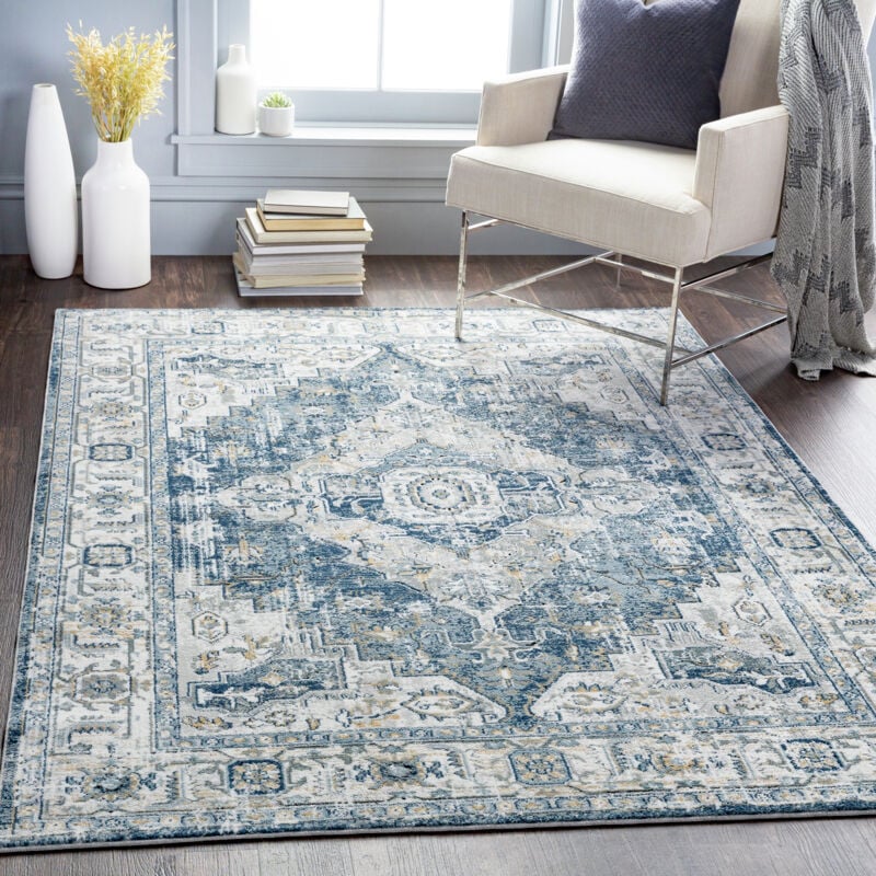 Surya - Tapis Vintage Oriental Bleu/Gris/Ivoire 160x220 cm