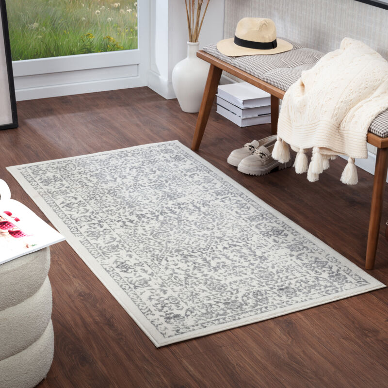 SURYA Tapis Vintage Oriental Blanc/Gris 80x150 cm