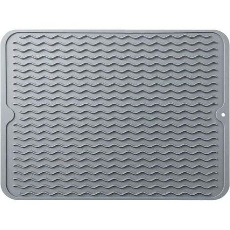 Tapis de séchage à vaiss, égouttoir à vaiss en silicone à séchage rapide, tapis de table pour accessoires de table de comptoir de cuisine, tapis de vidange de vaiss résistant à la chaleur et antidérap
