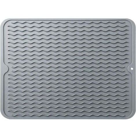 Tapis de séchage à vaiss, égouttoir à vaiss en silicone à séchage rapide, tapis de table pour accessoires de table de comptoir de cuisine, tapis de vidange de vaiss résistant à la chaleur et antidérap