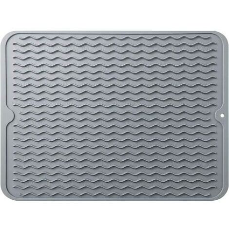 Tapis de séchage à vaiss, égouttoir à vaiss en silicone à séchage rapide, tapis de table pour accessoires de table de comptoir de cuisine, tapis de vidange de vaiss résistant à la chaleur et antidérap