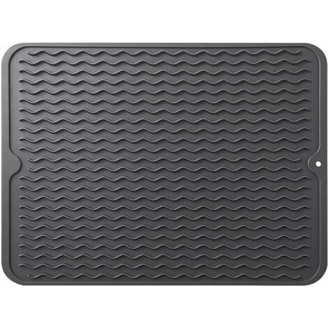 Tapis de séchage à vaisselle, égouttoir à vaisselle en silicone à séchage rapide, tapis de planche pour accessoires de table de comptoir de cuisine, tapis d'égouttage de vaisselle résistant à la chale
