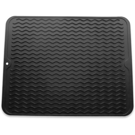 Tapis de séchage de vaisselle en siliCône Tapis de séchage de vaisselle antidérapant écologique et résistant à la chaleur pour la vaisselle, (noir, grand)-Fei Yu