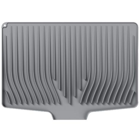 Tapis de séchage en silicone pour vaisselle de cuisine, tapis égouttoir pour bols et assiettes, tapis antidérapant avec canal de drainage intégré, tapis de séchage pour plan de travail de cuisine (48 