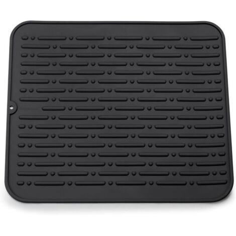 Tapis de Séchage (Noir) Vaisselle XL en Silicone 45 x 40 cm Garantie à Vie
