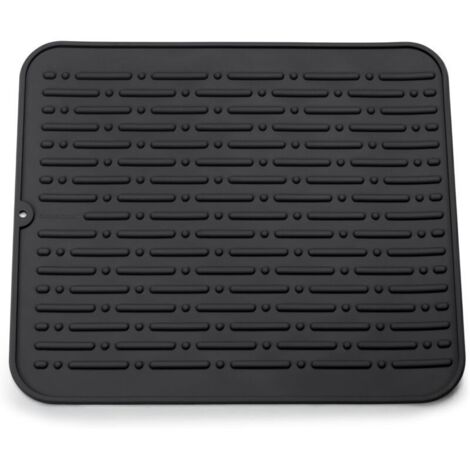 Tapis de Séchage (Noir) Vaisselle XL en Silicone 45 x 40 cm Garantie à Vie
