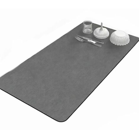 Tapis De Sechage Pour Assiettes - En Diatomite Absorbant - 80 x 50 cm - Antidérapant Avec Dos En Caoutchouc - Gris - 1 Pièce