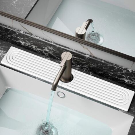 Tapis de séchage rapide pour évier de cuisine, tapis de drainage pour plan de travail de salle de bain, blanc, 40 x 10 cm