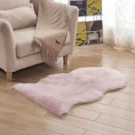 Tapis de siège lavable en fausse fourrure peau de mouton, doux, moelleux, chaud, pour salon, chambre à coucher, housses de canapés,light pink,2P 60X180cm