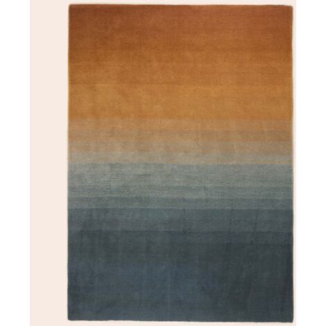 Tapis de sol 120x180 cm MADURA - Bleu pétrole et ocre - AUBEA