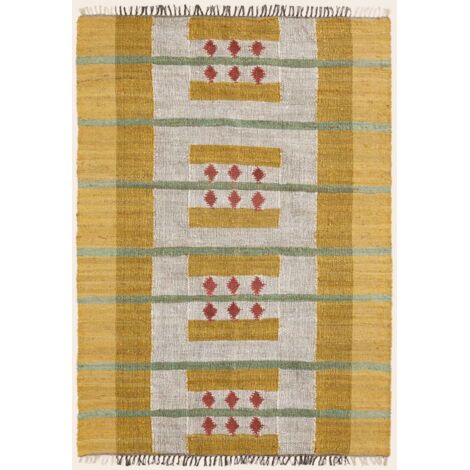 Tapis de sol 170x240 cm MADURA - Jaune et rose - ANDONI