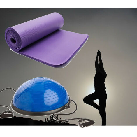 Tapis De Sol 185 cm Violet Et Ballon D'Équilibre Idéal Pour Yoga, Balance & Proprioception