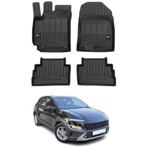 Tapis de Sol 3D TPE Premium Compatible avec Hyundai Kona Electric mk1 2018-2023, Revêtement de Sol pour Voiture - Intérieur antidérapant - Bords Hauts - Noir