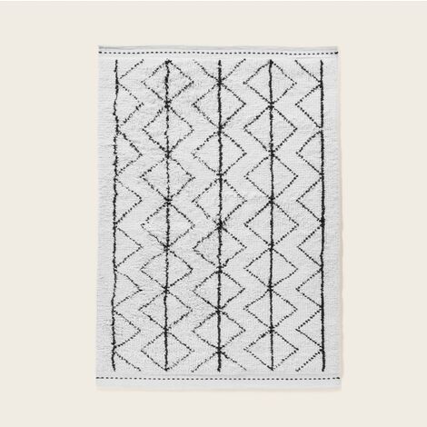 Tapis de sol 60x110 cm MADURA - Ivoire et noir - YDIR