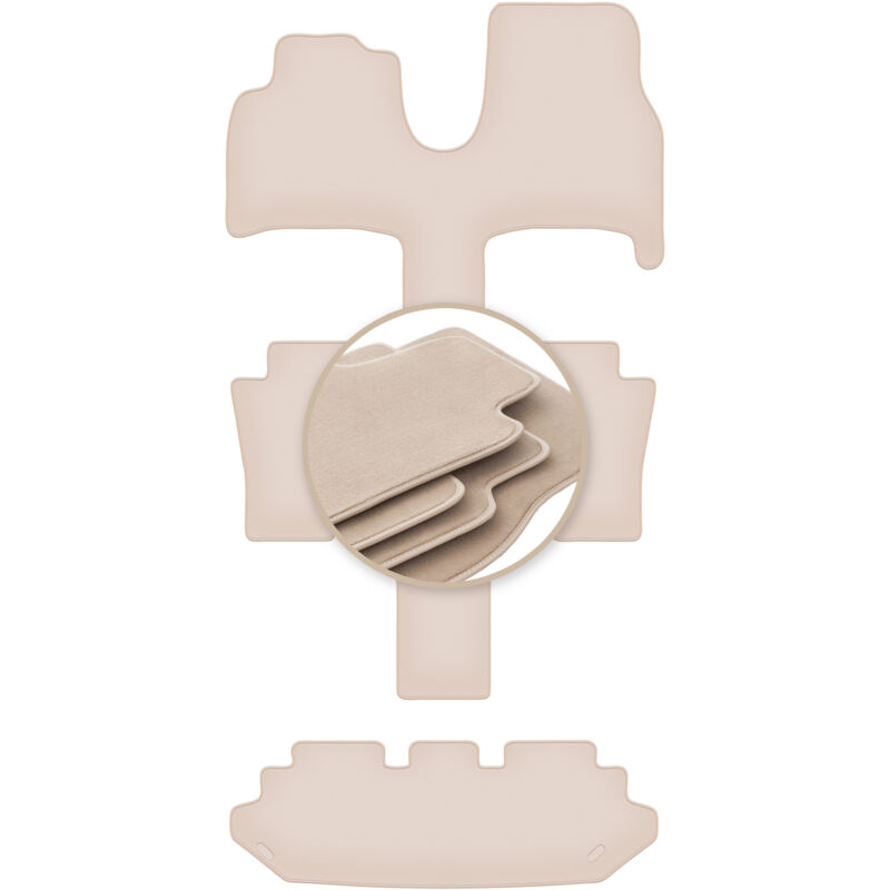 Tapis de sol beiges PREMIUM pour : Peugeot 807 7 personnes 2002-2014