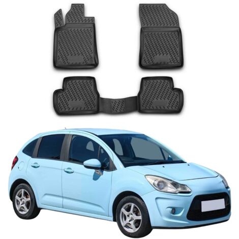 Tapis de Sol Compatible avec Citroen C3 DS3 2009-2015 Caoutchouc TPE Noir