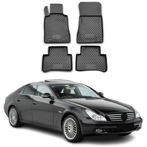 Tapis de Sol Compatible avec Mercedes Classe CLS W219 2004-2010 Caoutchouc TPE Noir