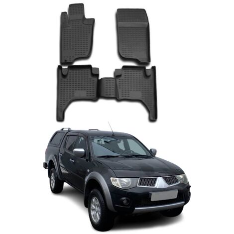 Tapis de Sol Compatible avec Mitsubishi L200 IV 2005-2015 Caoutchouc TPE Noir