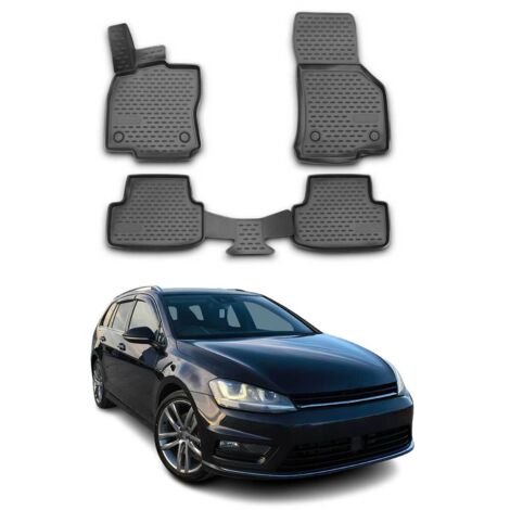 Tapis de Sol Compatible avec VW Golf 2014-2019 Avant Caoutchouc TPE Noir