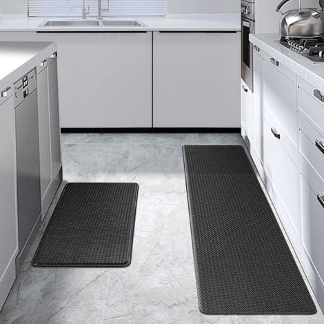 Tapis De Sol Cuisine - Antidérapant Lavable - Anti-fatigue - Pour Evier Salle De Bain Bureau Intérieur Extérieur - Lot De 2