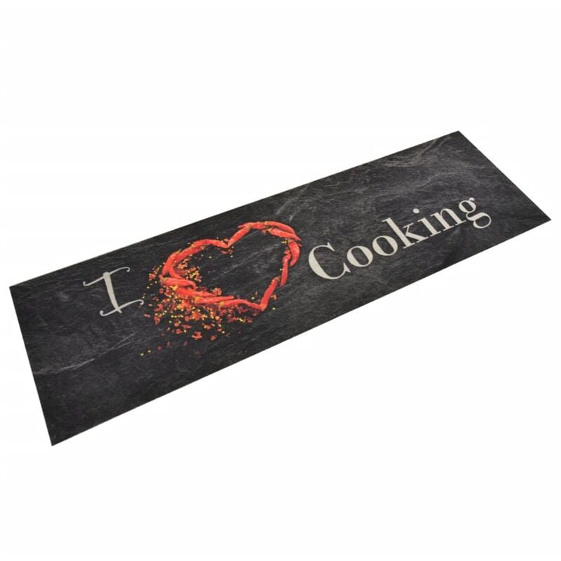 Vidaxl - Tapis de cuisine lavable impression cuisine noir 45x150 cm