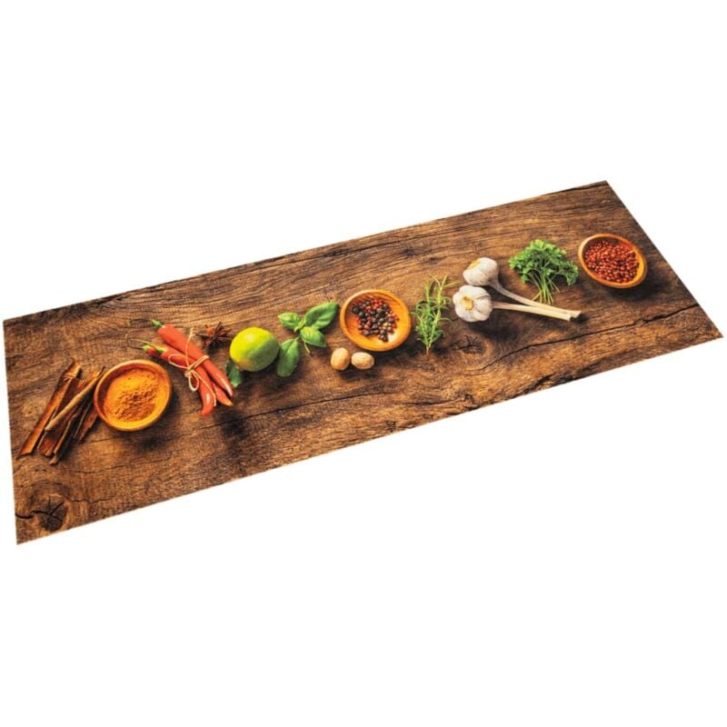 Tapis de cuisine lavable impression d'épices 45x150 cm velours - Vidaxl