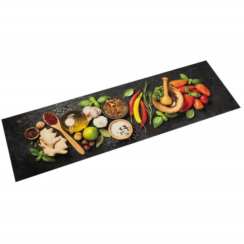 Tapis de cuisine lavable impression d'épices 45x150 cm velours Vidaxl