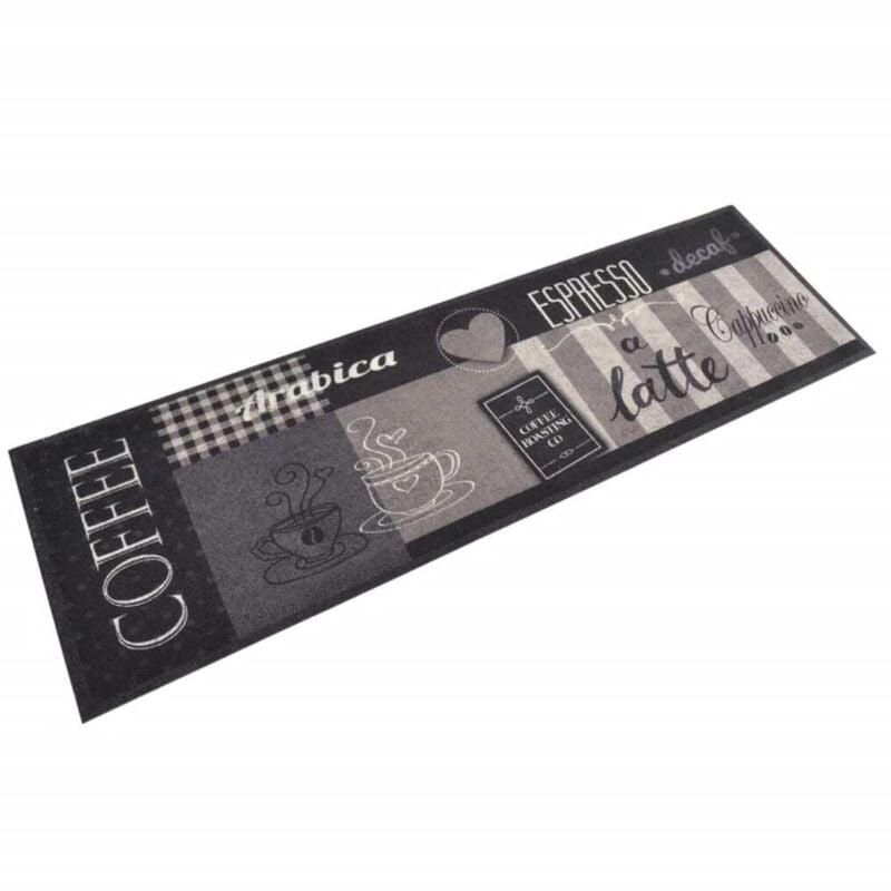 Tapis de cuisine lavable impression café noir 45x150 cm velours Vidaxl