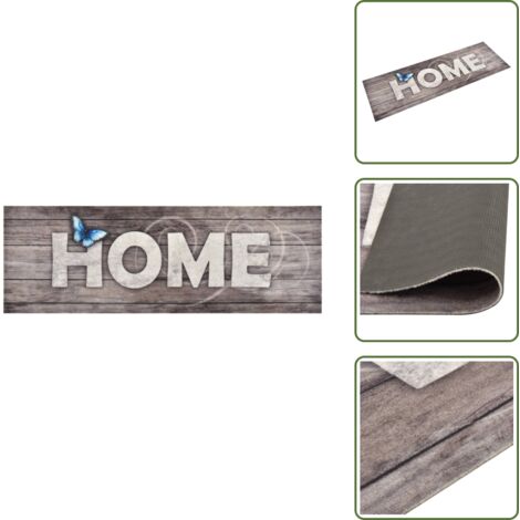 Tapis Cuisine Chambre Style Boho Tapis Couloir Long 80x300cm Gris Moderne Lavable Antidérapant - Tapis Passage Entrée