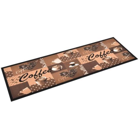 Tapis de sol de cuisine lavable Marron café 45x150 cm