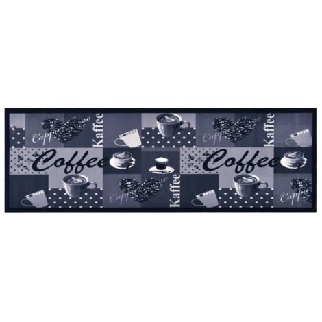 Tapis de sol de cuisine lavable,, Tapis De Cuisine Devant Évier, Paillasson Intérieur Bleu café 45x150 cm MKS10044