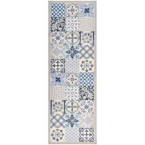 Tapis de sol de cuisine lavable | Tapis de salon Tapis d'entrée Mosaïque 45x150 cm 40235 - Multicolore