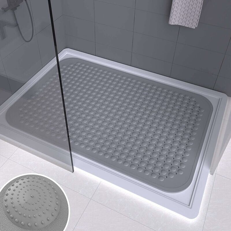 Tapis de sol de douche rectangulaire, grande salle de bain, antidérapant, massage des pieds, baignoire, 78x48cm
