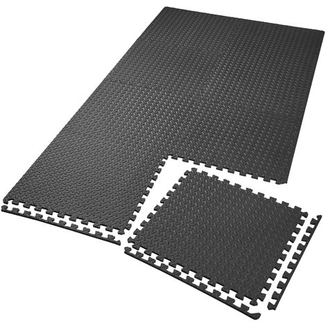 Tapis De Sol De Gym Sport Avec 6 Dalles De Protection En Mousse 61 Cm X 61 Cm Noir Noir