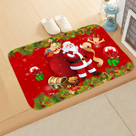 Tapis de sol de Noël, tapis d'intérieur anti-dérapant, tapis de porte de Noël, motif de Noël, décoration d'intérieur, tapis de porte de Noël, tapis de salle de bain, tapis de chambre à coucher 1 pièce