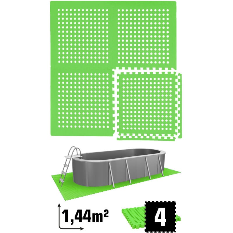 Tapis de Piscine 1,59 m² - 4 Tapis de Sol eva 62x62 Jeu de Dalles de Protection