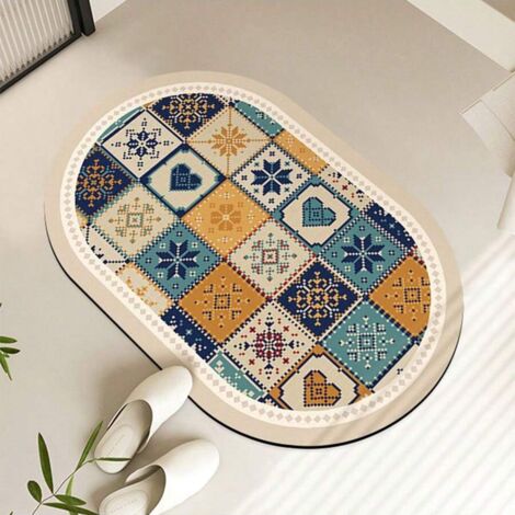 Tapis de sol de salle de bain, antidérapants et absorbants, tapis de bain d'occasion style français – 1 paquet – 40 x 60 cm