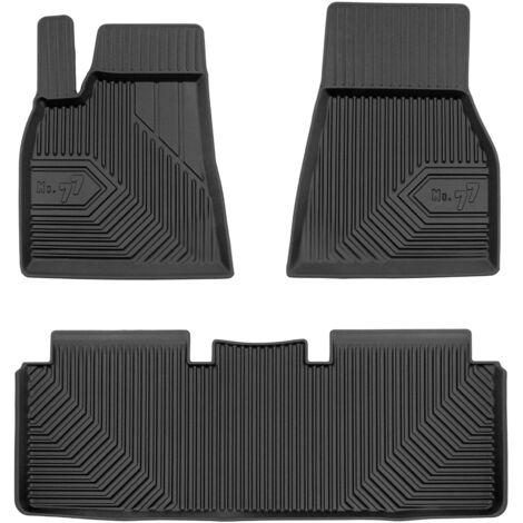 Tapis de Sol de Voiture No.77 pour Tesla Model S 2012-2021 Pre-FL TPE Noir 3Pcs